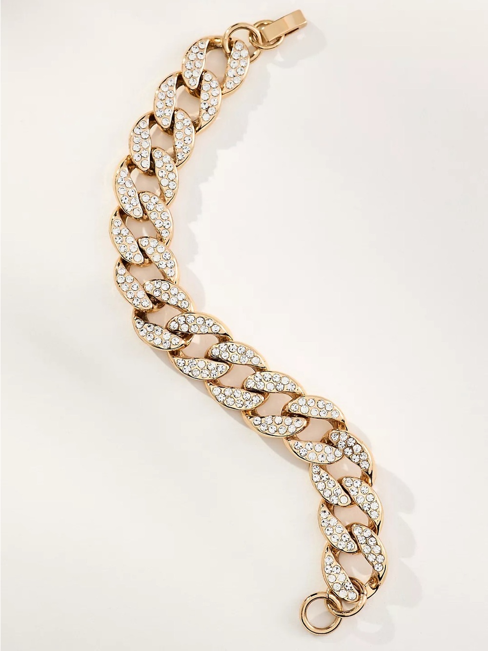 Gold Crystal Pavé Cuban Link Bracelet - Women Jewelry